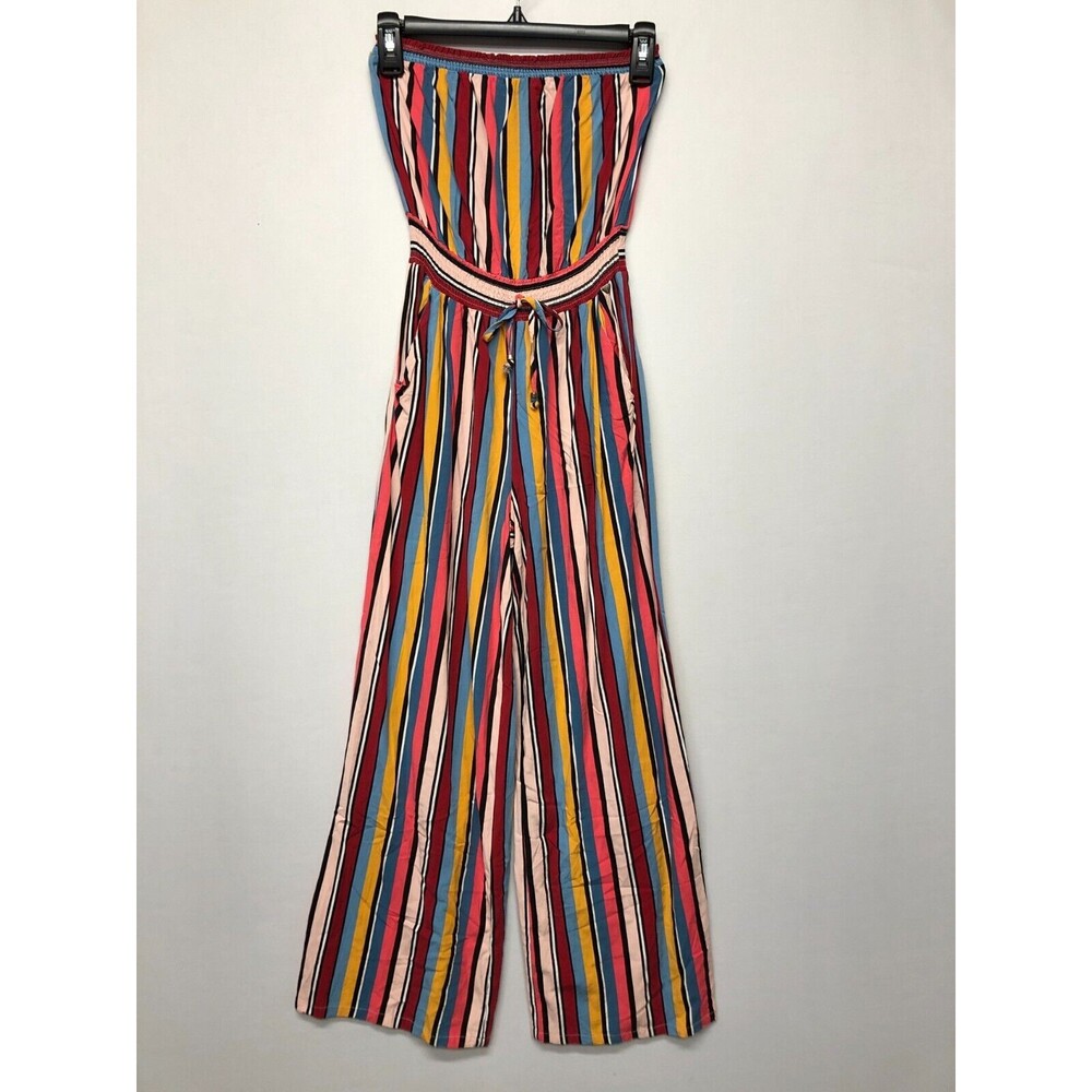 Guess Women Strapless Romper Jumpsuit Size Extra Small Striped Colorful M140 -3